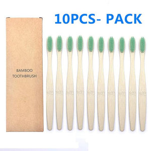 10 PCS Colorful Natural Bamboo Toothbrush Set - More Natural Healing